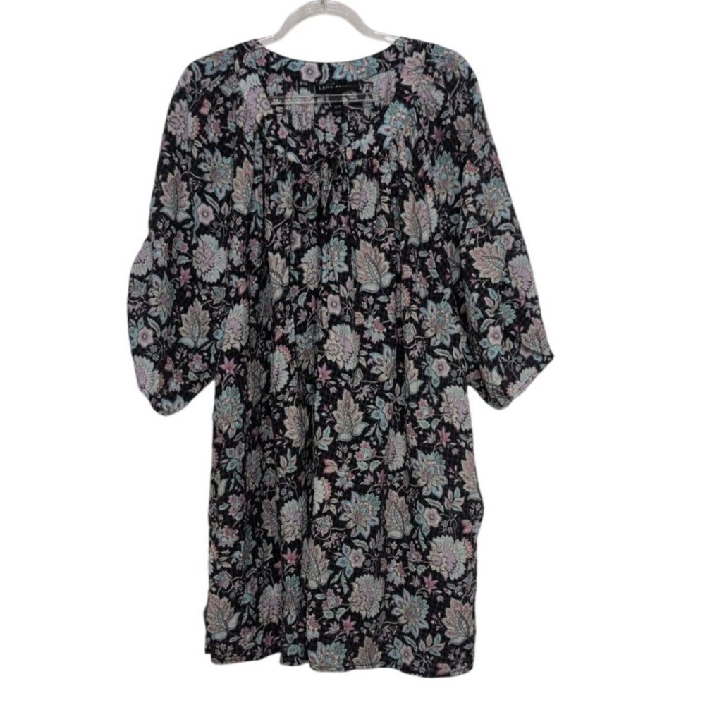 Lane Bryant Floral Shirt Womens Plus Size 30/32 Blue Lightweight Casual
